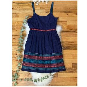 Anna Sui for Anthropologie Blue Embroidered Dress
